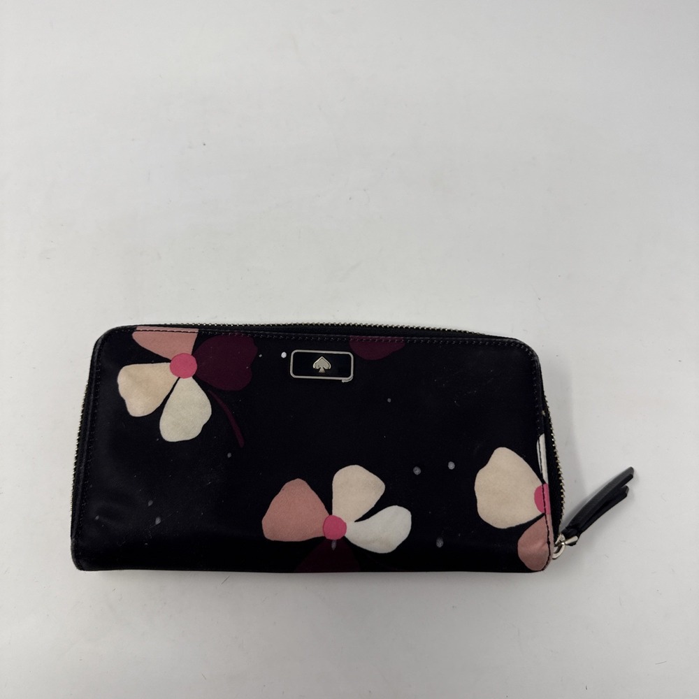 kate spade Black Floral Zip Continental Wallet